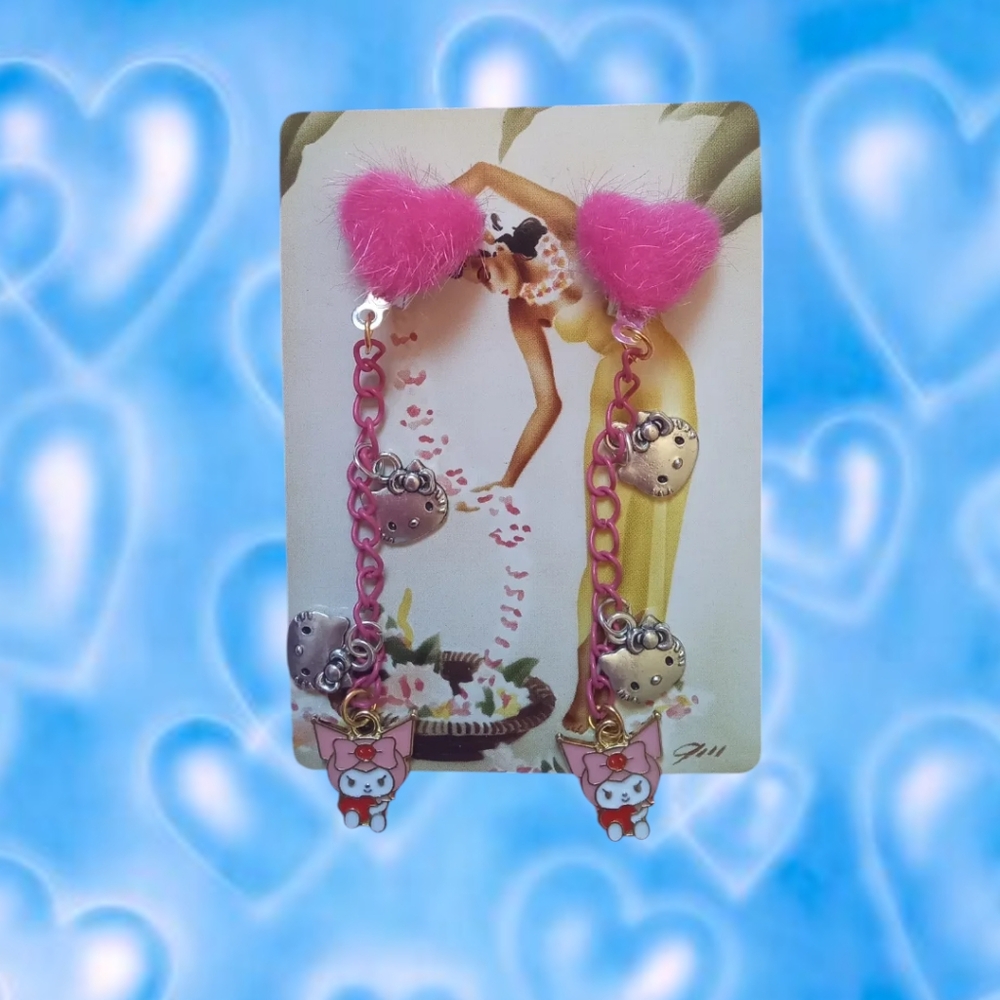 Hello kitty kuromi clip ons